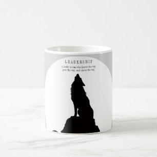 Grau schwarze Pop-Art-Führungs-Wolfheulen Kaffeetasse