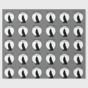 Grau schwarze Pop-Art-Leadership-Wolf heult Geschenkpapier