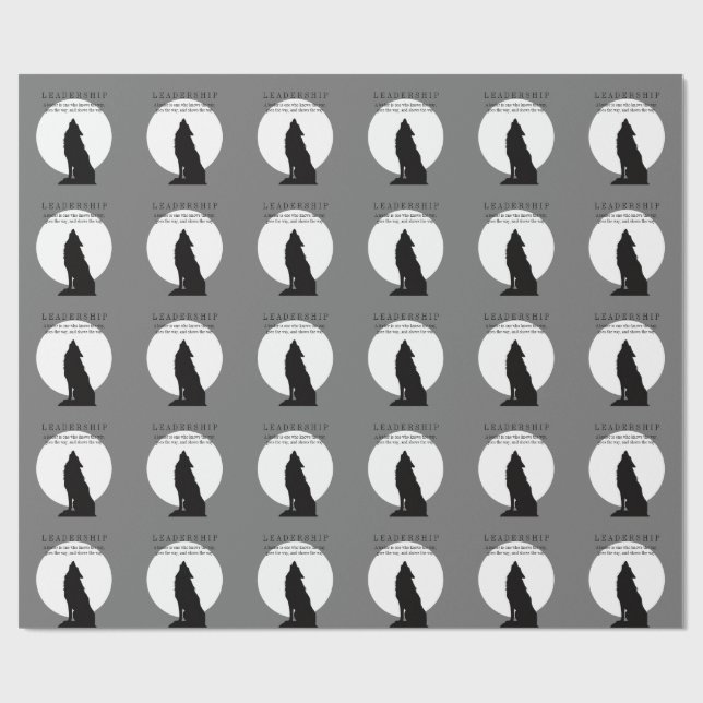 Grau schwarze Pop-Art-Leadership-Wolf heult Geschenkpapier (Flach)