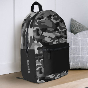 Grau-schwarze Tarnung Jungen Schule Bedruckter Rucksack