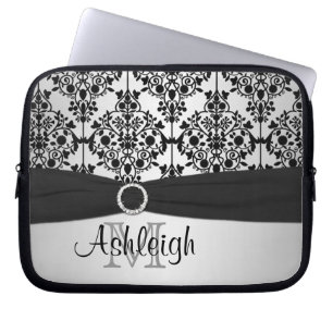 Grau-schwarzer Damast mit IMITAT Ribbon-Notebooksc Laptopschutzhülle