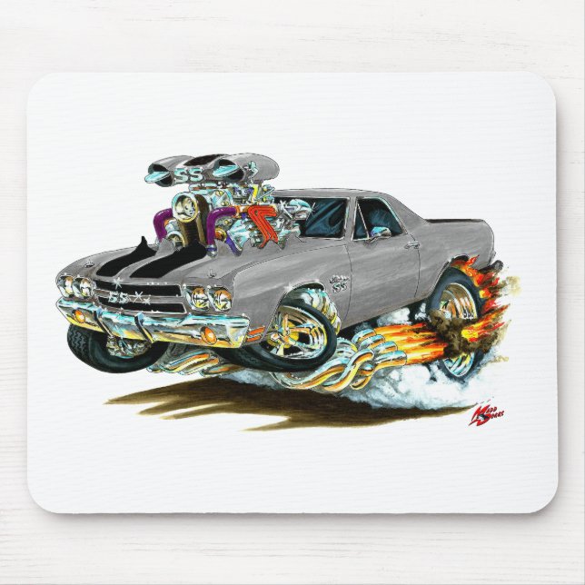 Grau-Schwarzer LKW 1970 EL Camino Mousepad (Vorne)