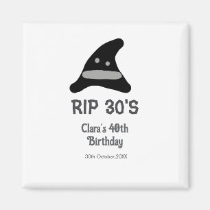 Grau schwarzer RIP 30er 40. Geburtstag Hexenhut Ha Magnet