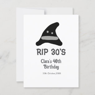 Grau schwarzer RIP 30er 40. Geburtstag Hexenhut Ha Postkarte