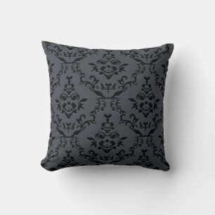 Grau/Schwarzes Baroq-Design-Dekokissen Kissen
