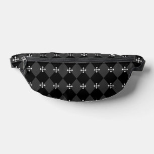 Grau-schwarzes Harlekin-Design mit gotischem Kreuz Bauchtasche