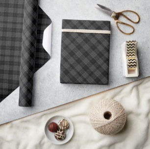 Grau-schwarzes Tartan-Geschenkpapier Geschenkpapier