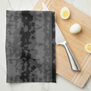 Grau Schwarzes Unregelmäßiges Abstractes Musterdes Geschirrtuch
