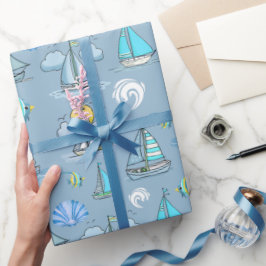 Grau Segelboot Wrapping Paper Geschenkpapier