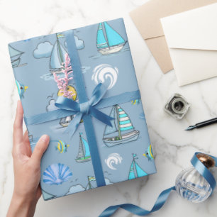 Grau Segelboot Wrapping Paper Geschenkpapier