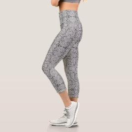 Grau-Silber-Anaconda-Snakeskin Capri Leggings