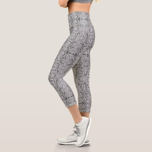 Grau-Silber-Anaconda-Snakeskin Capri Leggings