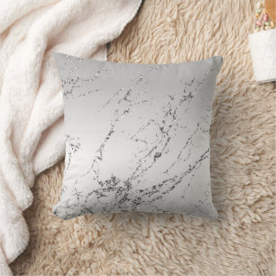 Grau Silber Glitzerndes Faux Glitter Kissen