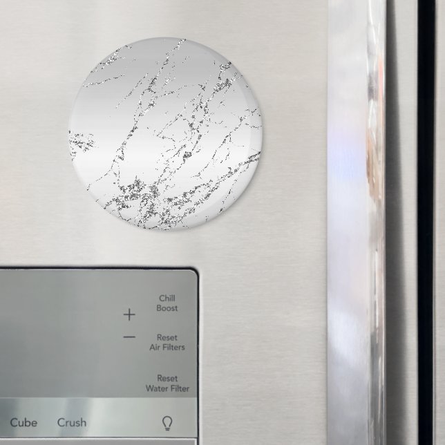 Grau Silber Glitzerndes Faux Glitter Magnet (In Situ (Kühlschrank))