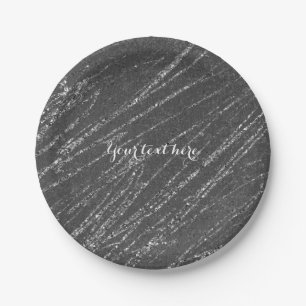 Grau & Silber Moderne Marmor Glam Streifen Party Pappteller