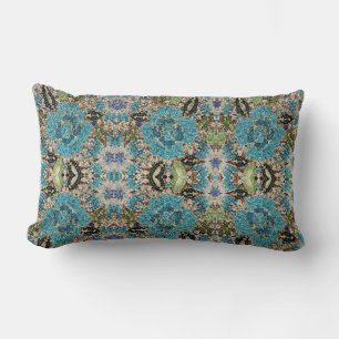 grau-silber türkis aquamarin-blau-bohemian lendenkissen