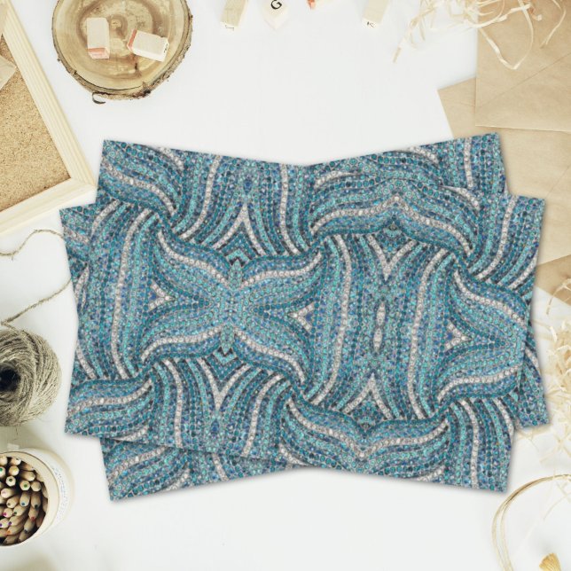 grau-silber türkis aquamarin-blau-bohemian seidenpapier (grey silver turquoise teal blue bohemian tissue paper)