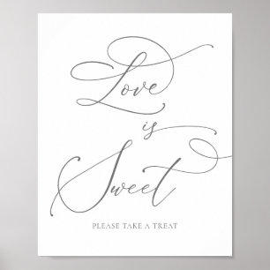 Grau silberne minimalistische Love is Sweet Desser Poster