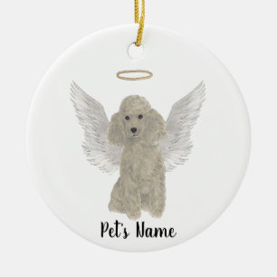 Grau-silberner Pudel Sympathie Gedenken Keramik Ornament
