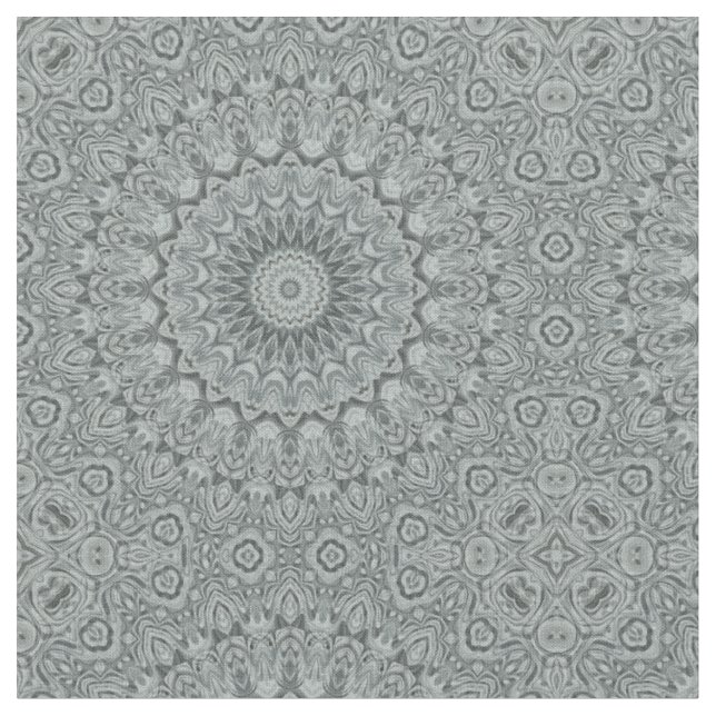 Grau-silbernes Mandala-Musterdesign Stoff (Nahaufnahme)