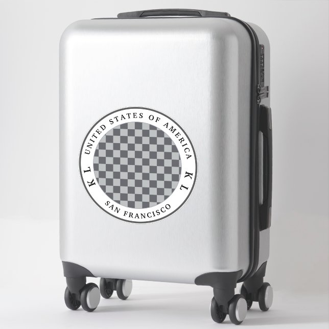 Grau & Silver Checkerboard für Ferienaufkleber Aufkleber (Koffer)
