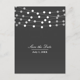Grau Silver String Light Modern Save the Date Ankündigungspostkarte