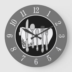 Grau Silverware Napkin Elegante Uhr mit Zahlen