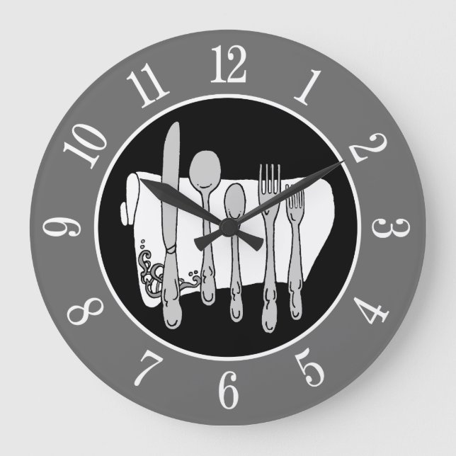 Grau Silverware Napkin Elegante Uhr mit Zahlen (Vorderseite)
