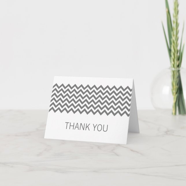 Grau Simple Zickzack Dankeschön Card Dankeskarte (Vorderseite)