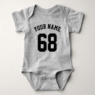 Grau Sports Jersey Individuelle Name Baby Strampler