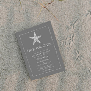 Grau-Starfish-Monogramm-Foto Save The Date
