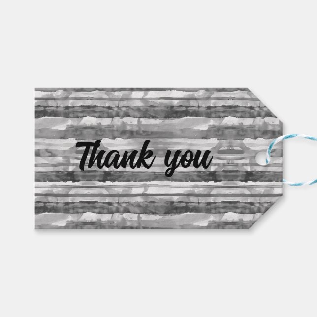 Grau Streifen SCV 1b Danke Geschenkanhänger (Vorderseite (Horizontal))