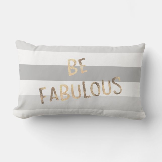 Grau Stripes Gold ist fabelhaft Lendenkissen (Vorderseite)