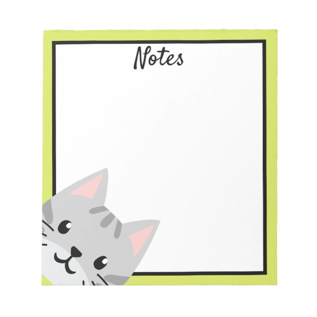 Grau Tabby Cat Blank Notepad Notizblock (Vorderseite)