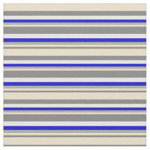 Grau, Tan, Dunkelgrau, Blau und Weiß Muster Stoff