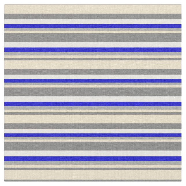 Grau, Tan, Dunkelgrau, Blau und Weiß Muster Stoff (Nahaufnahme)