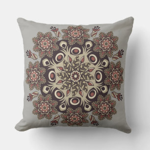 Grau/ Taupe Mandala Reversible Decorative Pillow Kissen