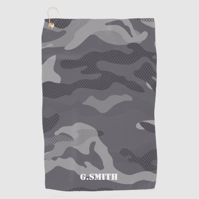 Grau Textur Camouflage Muster Camouflage Golfhandtuch (Vorderseite)