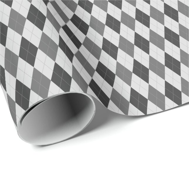 Grau Tones Raute Wrapping Paper Geschenkpapier (Rolleneckpunkt)