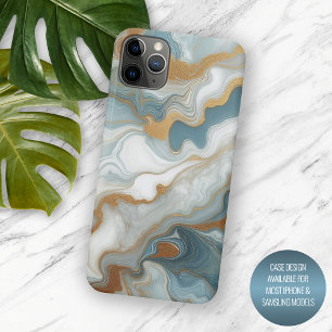 Grau Türkis Blau Gold Weiß Marmor Kunst Muster Case-Mate iPhone Hülle