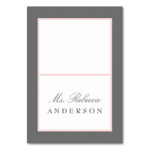 Grau u. erröten rosa elegante Hochzeits-Platzkarte Tischnummer