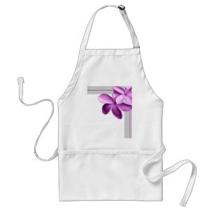 Grau und AuberginePlumeria Schürze