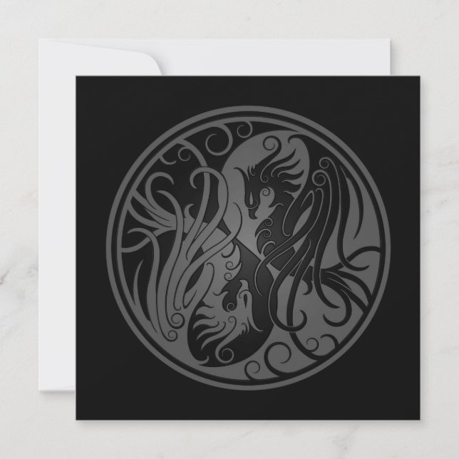 Grau und Black Yin Yang Phoenix (Vorderseite)