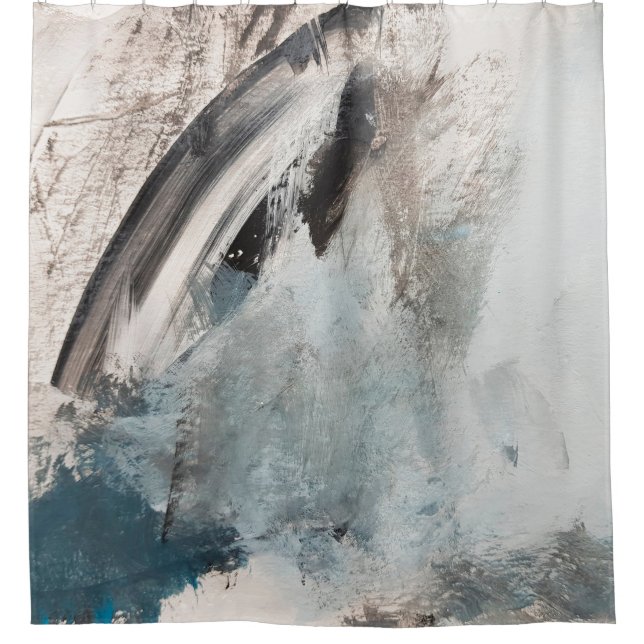 Grau und Blau Abstrakte Kunstmalerei.abstrakt,art, Duschvorhang (Vorderseite)