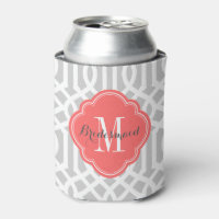 Grau und Coral Trellis Monogram