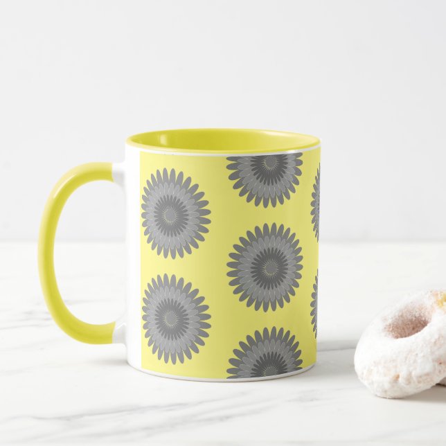 grau und gelb, tasse (Mit Donut)