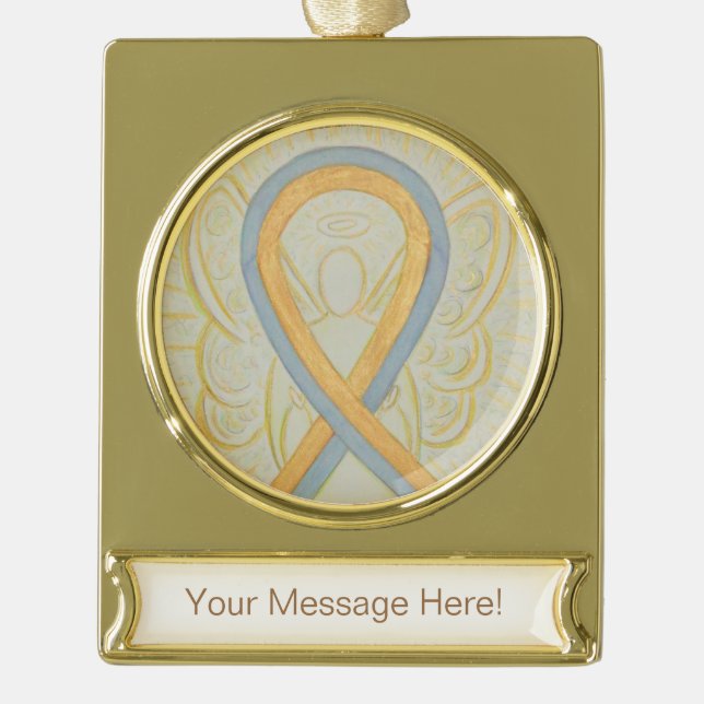 Grau und Gold Awareness Ribbon Engel Ornament (Vorderseite)