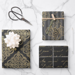 Grau und Gold Paris Thema Geschenkpapier Set