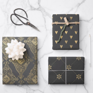 Grau und Gold Paris Thema Geschenkpapier Set