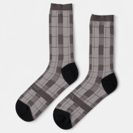 Grau und Grau Kariert, Text am Fuß Socken